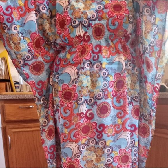 Blue Star One Size Blue White Cover Up Kimono Beach Dress - Picture 8 of 9